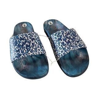 JOHNNY WAS Calme Blue Tiger Pool Slides